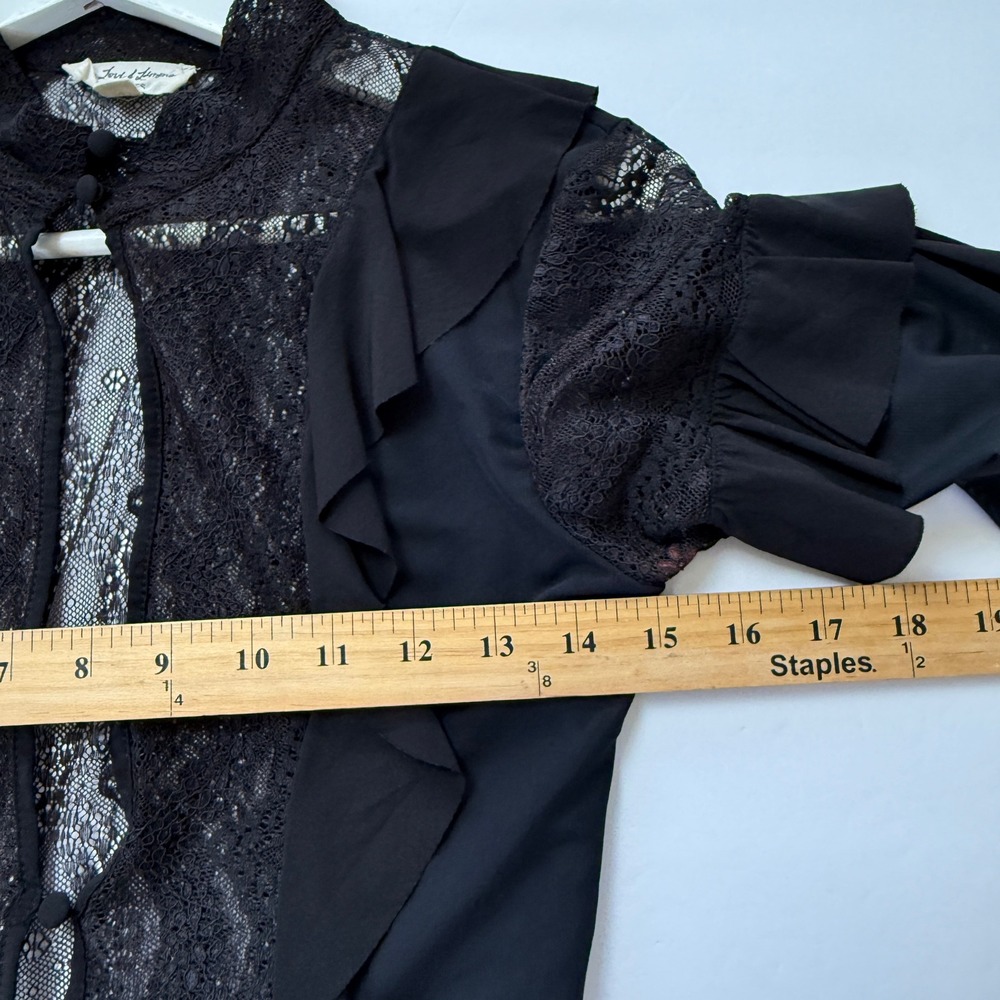 For Love & Lemons Lace Ruffle Keyhole Long Sleeve Bodysuit Size S Whimsigoth - Picture 9 of 10